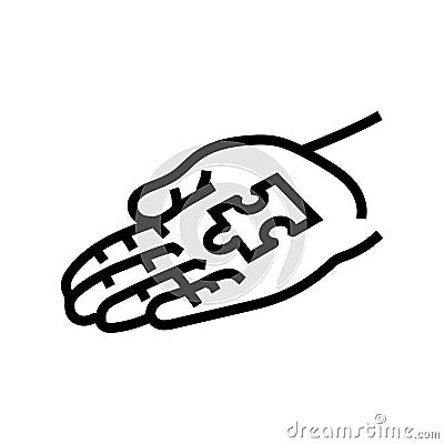 hand puzzle jigsaw line icon vector illustration Cartoon Illustration