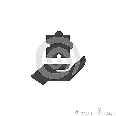 Hand and puzzle vector icon Vector Illustration