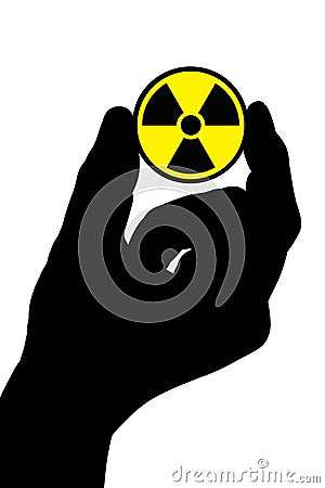 Hand with radiation sign Stock Photo