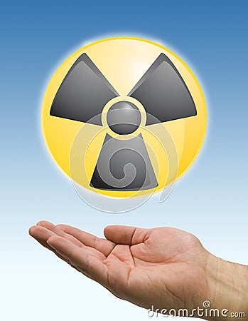 Hand and radioactive icon Stock Photo