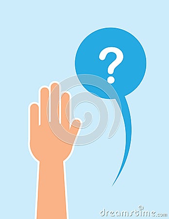 Hand Raised Question Bubble Vector Illustration