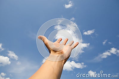 Hand reach for the sky Stock Photo