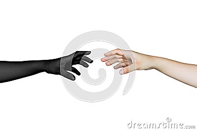 hand reaching out with reflection Stock Photo