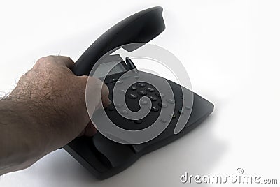 Hand and receiver Stock Photo