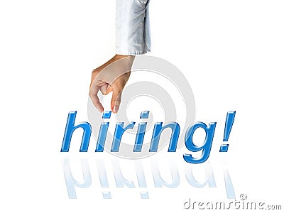 Hand of recruiter advertising for job vacancies to hire for business Stock Photo