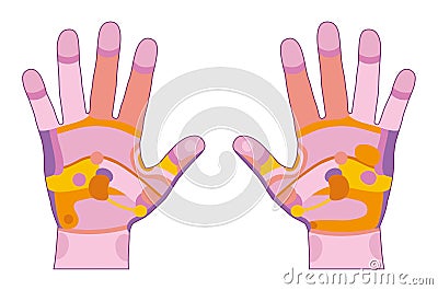 Hand reflexology pink Vector Illustration