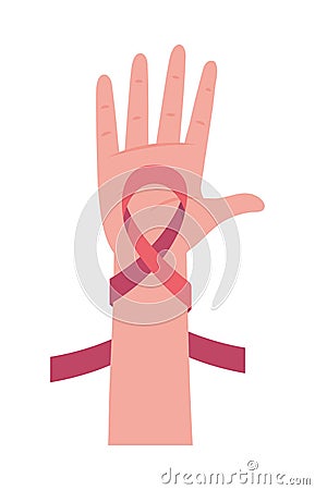hand with ribbon AIDS Vector Illustration