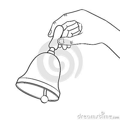 Hand ring bell coloring book vector Vector Illustration