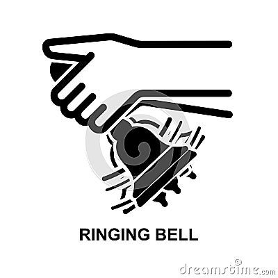 Hand ringing retro bell icon isolated on background Vector Illustration