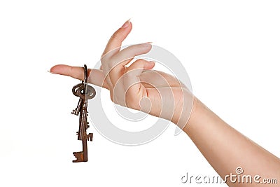 Hand with rusty keys Stock Photo