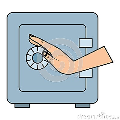 Hand with safe box Vector Illustration