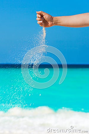 Hand and sand Stock Photo