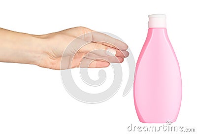 Hand sanitizer in bottle, disinfection liquid Stock Photo