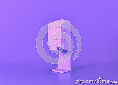 Hand sanitizer, Medical equipment in flat monochrome purple room, 3d rendering Stock Photo