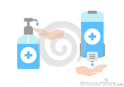 Hand sanitizer use for disinfection. Vector illustration EPS 10 Vector Illustration