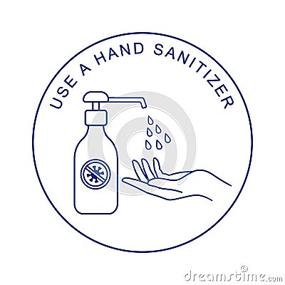 Hand sanitizers, washing gel, alcohol gel. Monochrome vector illustration, isolated on white background Vector Illustration