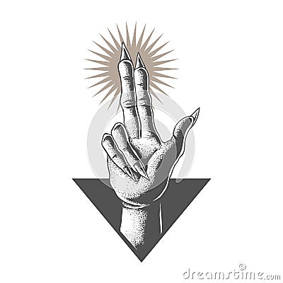 Hand in satanic vector illustration Vector Illustration