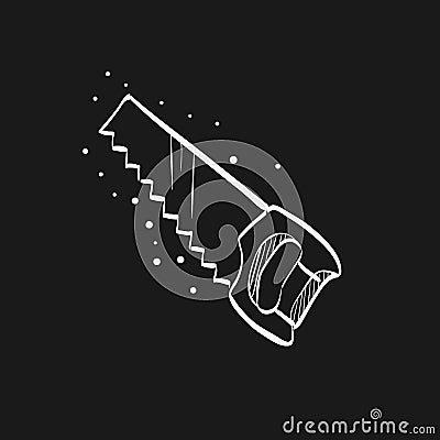 Sketch icon in black - Hand saw Vector Illustration