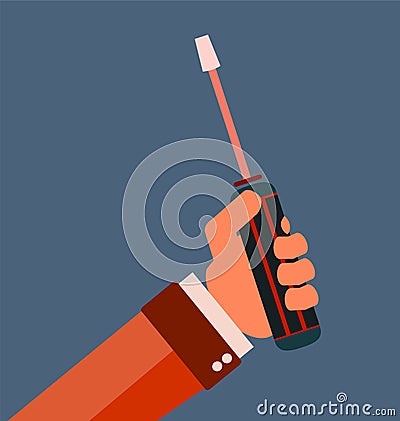 Hand with screwdriver. Vector Illustration