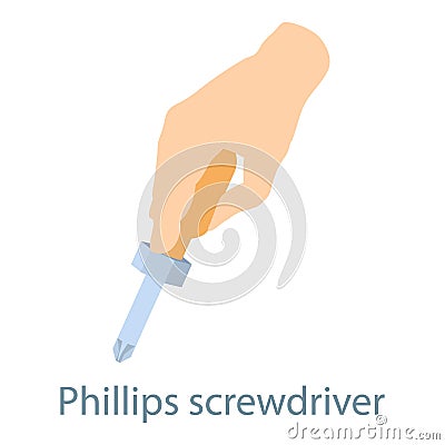 Hand screwdriver icon, isometric 3d style Vector Illustration