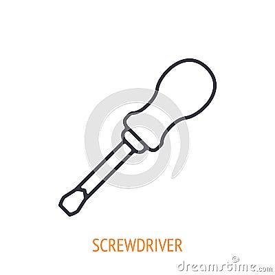 Hand screwdriver outline icon. Vector illustration. Hand work tools and instrument. Construction industry symbol. Vector Illustration