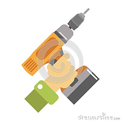 Hand with screwdriver vector illustration isolated on white. Vector Illustration