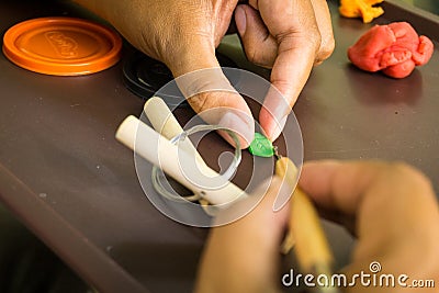 Hand sculp carving a plasticine handmade photo taken in depok bogor indonesia Stock Photo