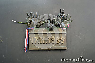 Hand Sculpture on Narodni Street Prague Czech Republic Editorial Stock Photo