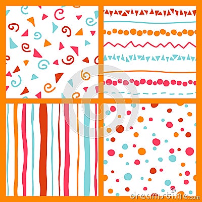 Hand seamless patterns bright collection Vector Illustration