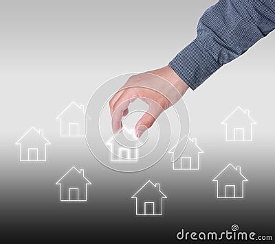 Hand select home symbol Stock Photo