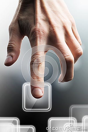 Hand, select. Touch screen Stock Photo