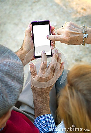 Hand senior man an woman Stock Photo