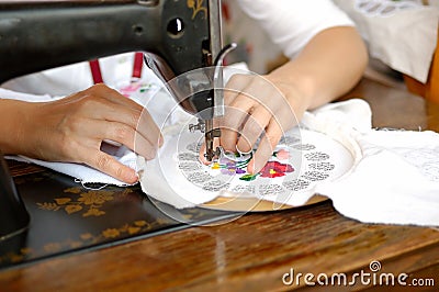 Hand sewing Stock Photo