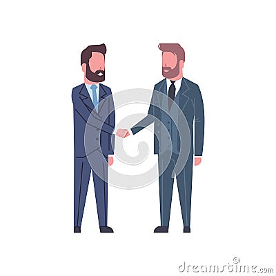 Hand Shake Concept Two Business Men Shaking Hands Partners Successful Agreement Or Deal Vector Illustration