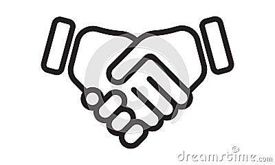 Hand shake vector line icon. Business handshake, partnership agreement and friendship deal Vector Illustration