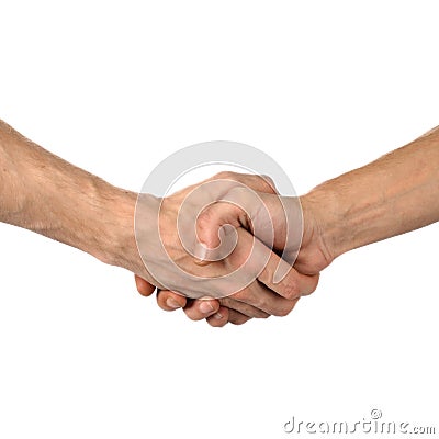 Hand shake on white Stock Photo