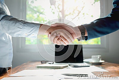 hand shaking after meeting finish in office Stock Photo