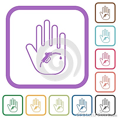 Hand shaped fuel sanction sign outline simple icons Vector Illustration