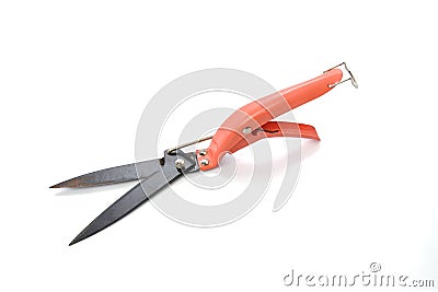 Hand shears for cutting grass isolated on white background Stock Photo