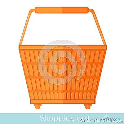 Hand shoping orange basket back view Vector Illustration