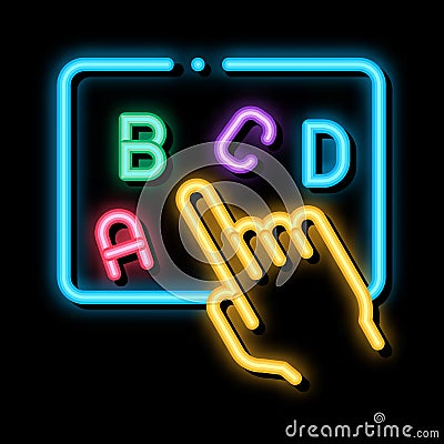 Hand Show Letter neon glow icon illustration Vector Illustration