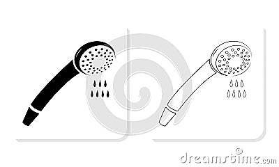 Hand Shower Black and White Square Icon - Illustration Vector Illustration