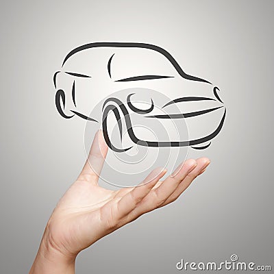 Hand showing design sketch car Stock Photo