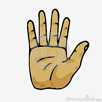 Hand showing five fingers Cartoon Illustration