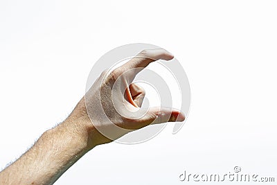 Hand showing height or width or letter C Stock Photo