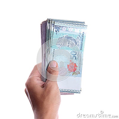 A hand showing Malaysian Ringgit Stock Photo