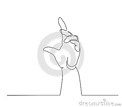 Hand showing something sign. Continuous one line art Vector Illustration