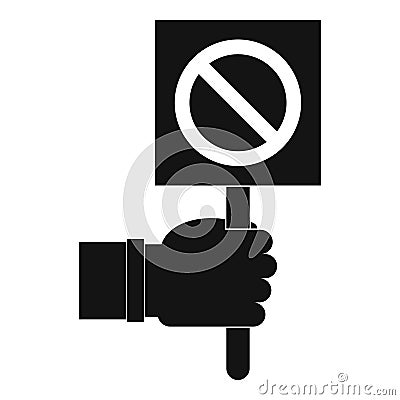 Hand showing stop signboard icon, simple style Vector Illustration