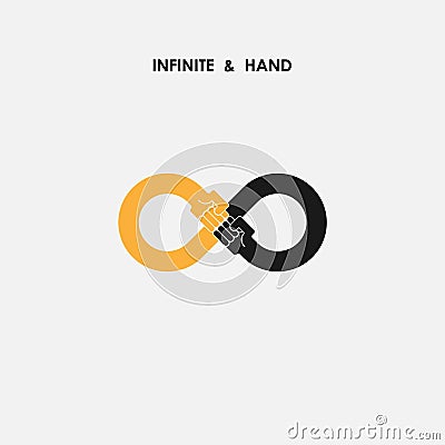 Hand sign and infinite logo elements design.Infinity and Fist Vector Illustration