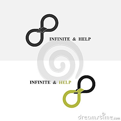 Hand sign and infinite logo elements design.Infinity sign.The be Vector Illustration